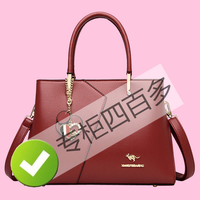 袋鼠真皮中年单肩斜挎女士手提包