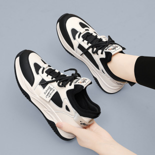 鞋子2024老爹鞋女款秋冬加绒百搭平底厚底运动休闲阿甘鞋