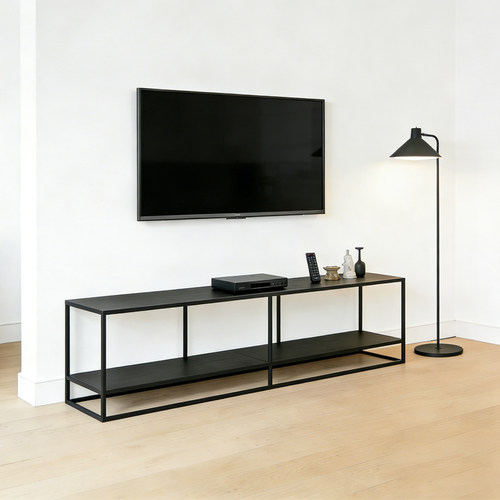 简易民宿出租房多功能铁艺电视柜长条矮置物架音响增高底座靠墙桌