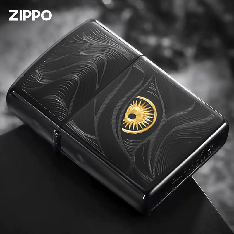 Zippo打火机黑冰镀铬秋水含睛芝宝正版防风zipoo煤油七夕礼物