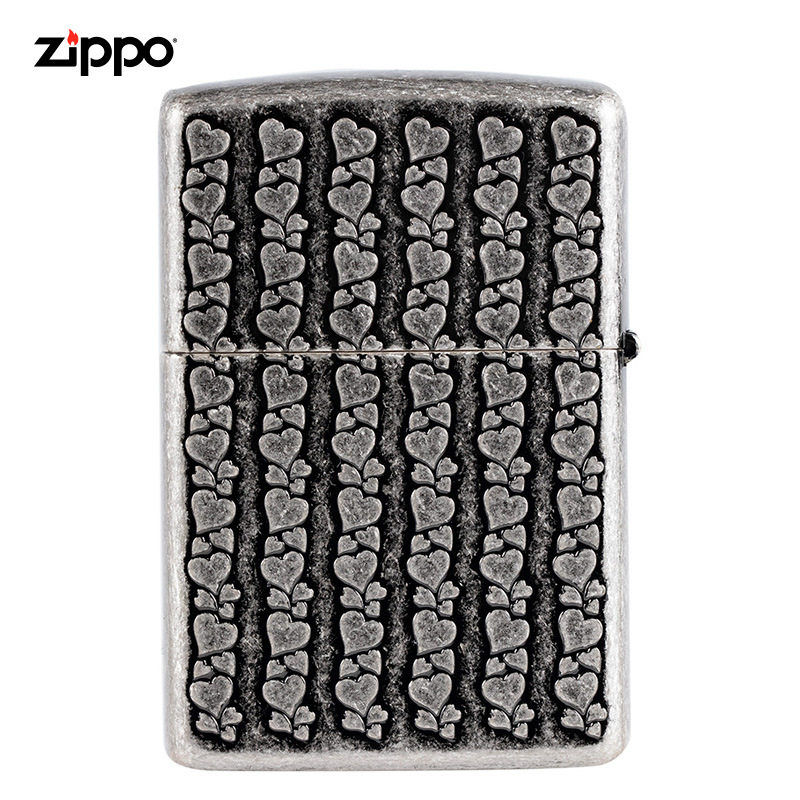 正版zippo复古做仿古双面蓝心红心防风煤油打火机点烟情侣礼物