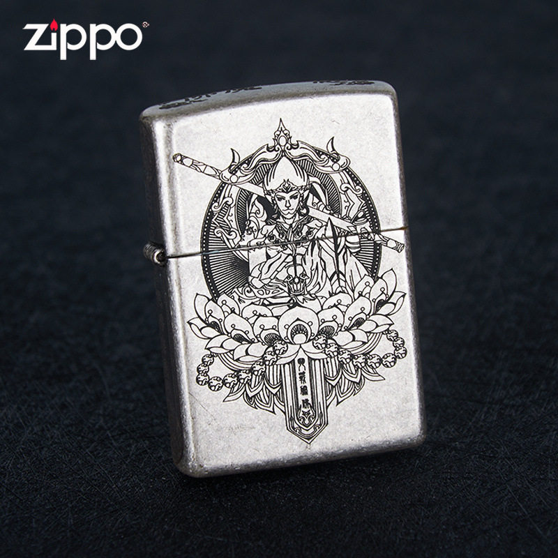 芝宝zipoo正品仿古银魔猴雕刻防风煤油打火机国潮创意个性送男友