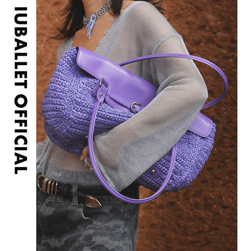 IUBALLET 海风乱码 度假风编织托特包女大容量腋下包通勤草编包