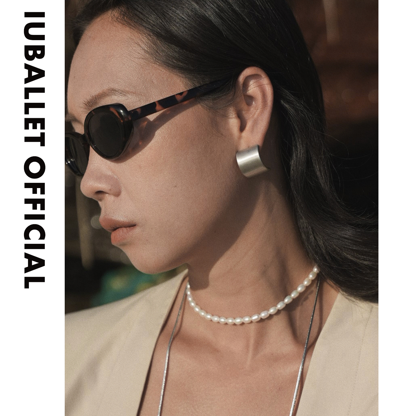 IUBALLET 谜底 新品简约设计感耳钉女银色金属耳环氛围感小众耳饰