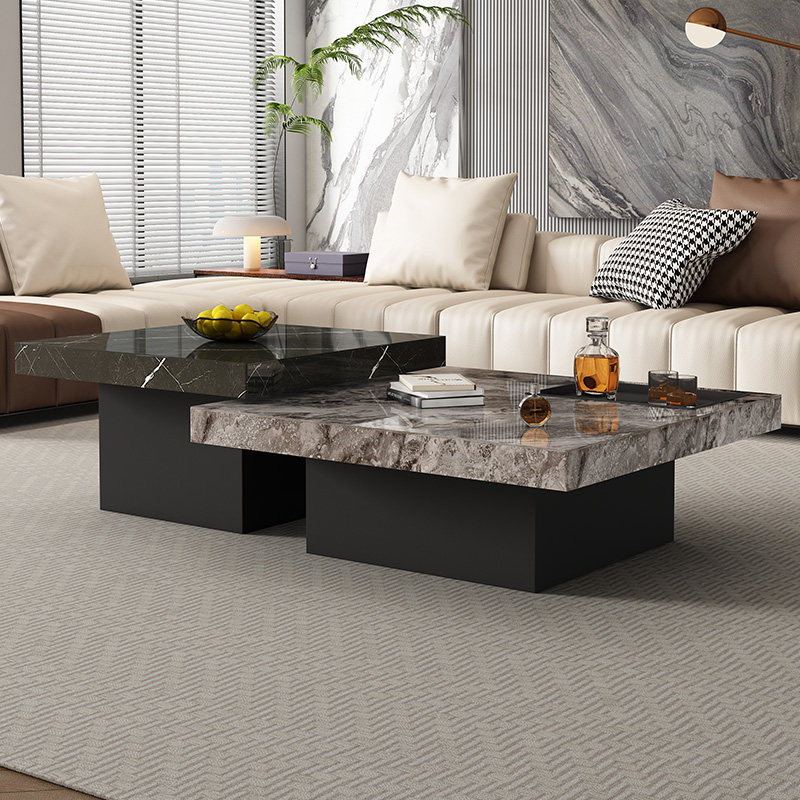 政府补贴意式高端岩板茶几网红轻奢客厅家用大小户型方形高低组合