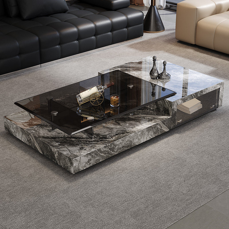 政府补贴2026款岩板茶几现代简约轻奢高级感意式极简方形客厅家用