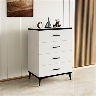 实木五斗柜简约现代卧室储物柜家用客厅收纳柜轻奢黑白四六八斗柜