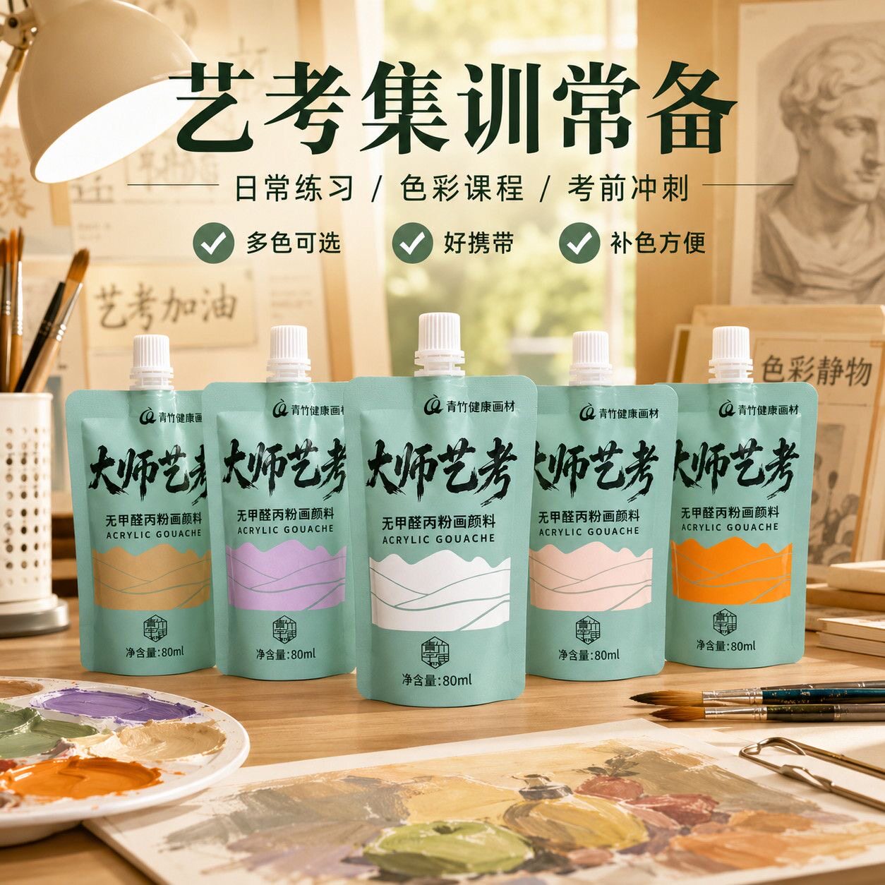 青竹水粉颜料大师艺考水粉丙粉美水粉颜料