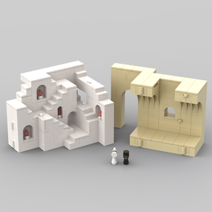 致敬纪念碑谷积木【1+2组合】MOC 国产小颗粒拼搭玩具礼物可变形