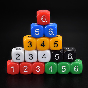 六面数字骰子儿童游戏幼儿园用彩色教学玩具筛子粒大号亚克力色子