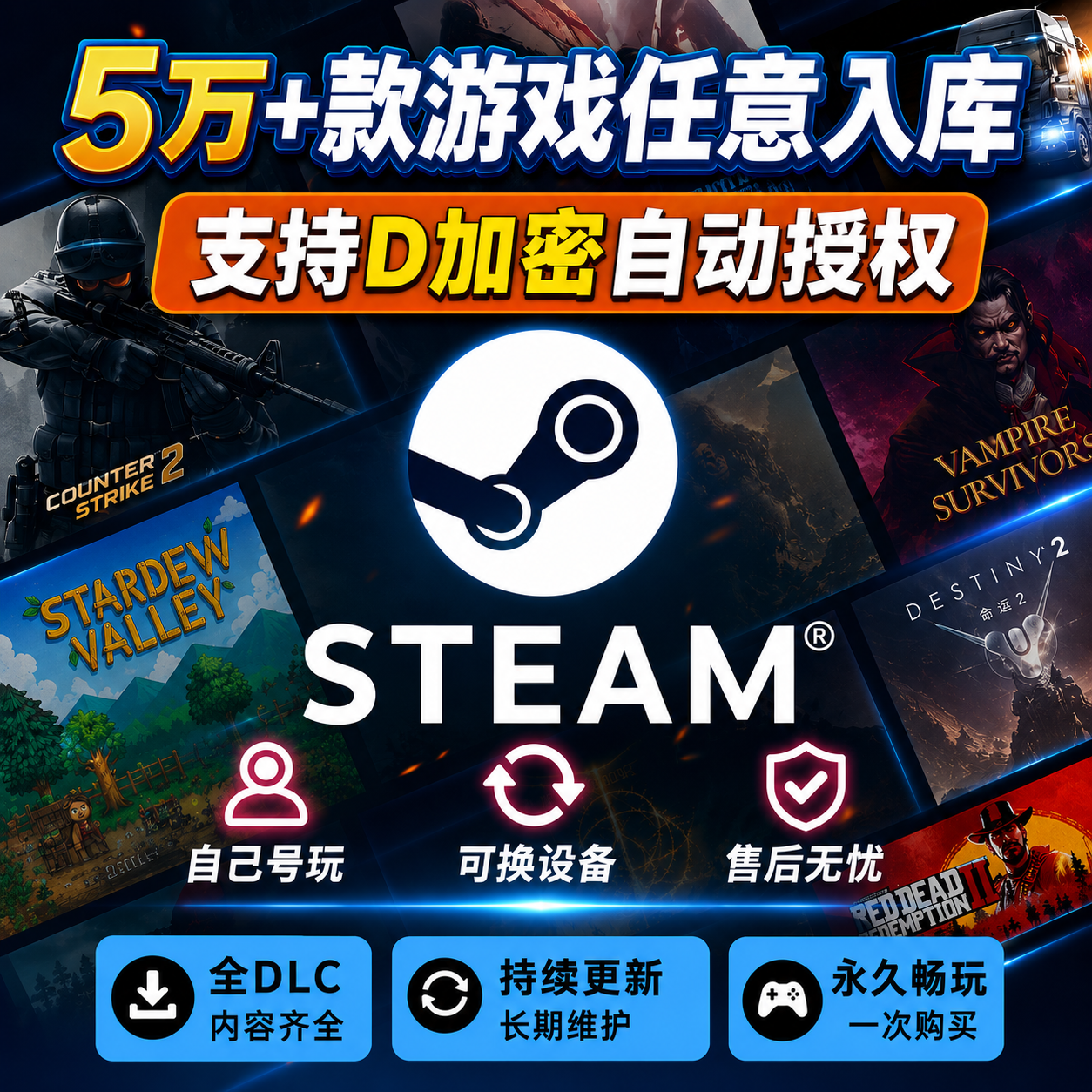steam游戏一键入库激活工具自动授权d加密3A游戏平台全dlc