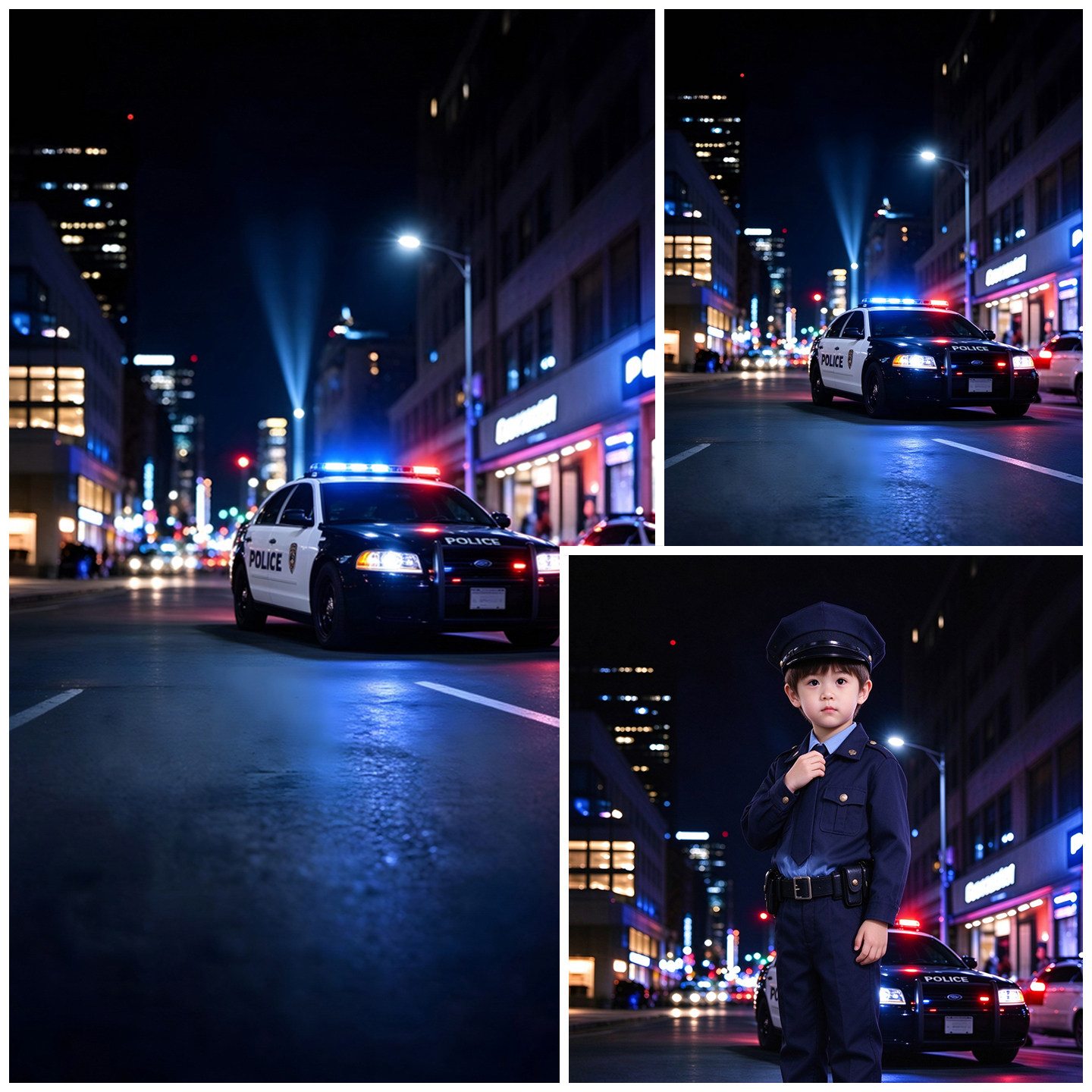 儿童警察都市网红加厚无纺背景布