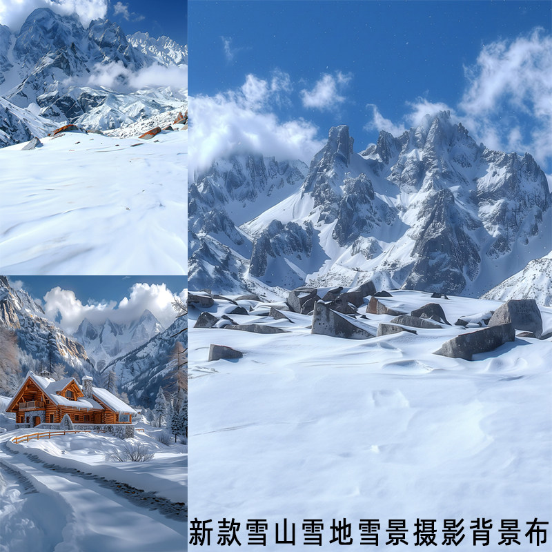 雪山风景墙布羽绒服装冬装
