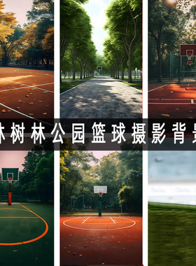 树林森林风景篮球背景布家用室内
