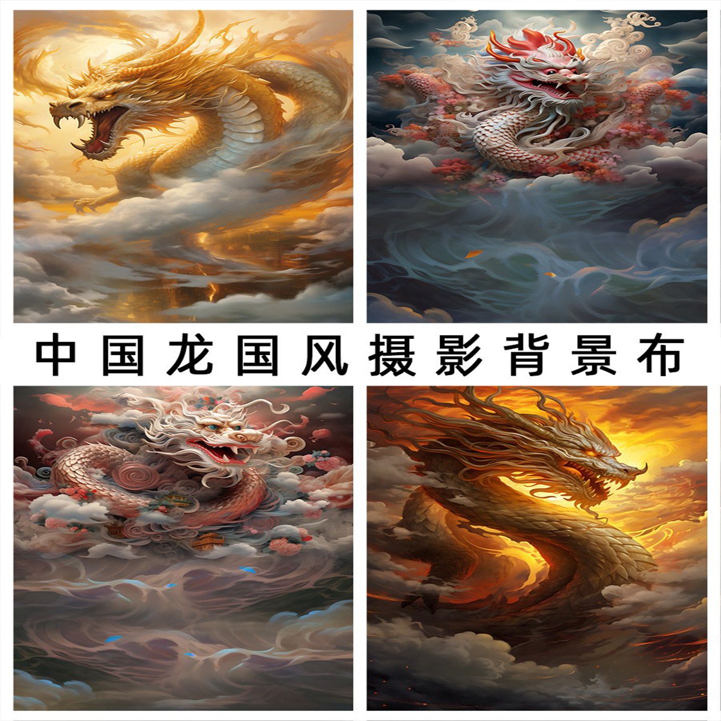 中式龙复古摄影背景布装饰直播