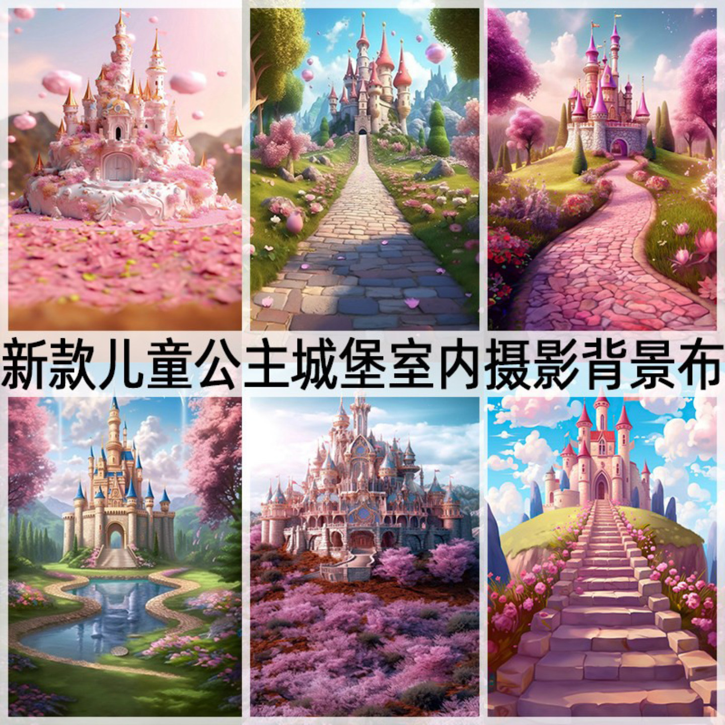 城堡王子公主童话摄影背景布拍照