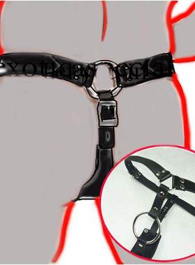 Leather Male Butt Plug Harness,BDSM Orgasm Chastity Device,S