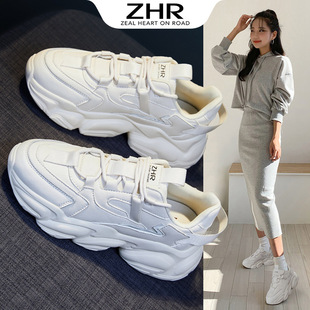 网红老爹鞋 ZHR小白鞋 女2026春秋新款 ins潮时尚 舒适平底运动休闲鞋