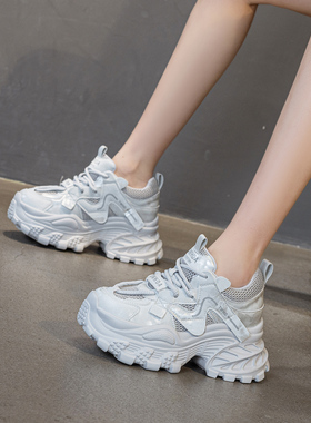 厚底老爹鞋女鞋2026春季新款轻便软底运动休闲鞋小个子增高鞋9cm