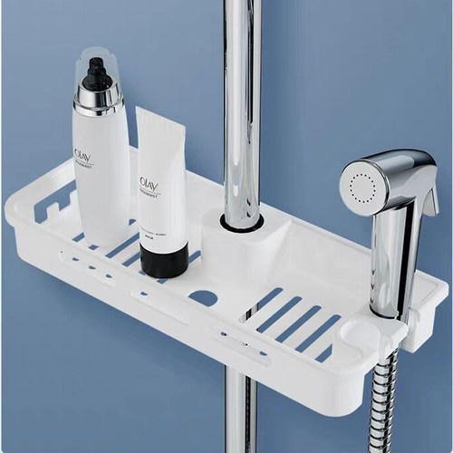 浴室置物架免打孔花洒支架淋浴置物架浴霸免打孔水管花洒支架托盘