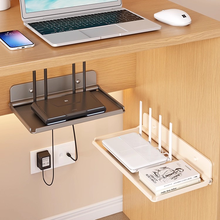 无线路由器放置架客厅壁挂式免打孔光猫收纳盒上墙散热遮丑置物架