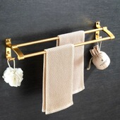 金色毛巾架双杆毛巾杆单杆浴巾浴室卫生间置物架太空铝厕所毛巾架