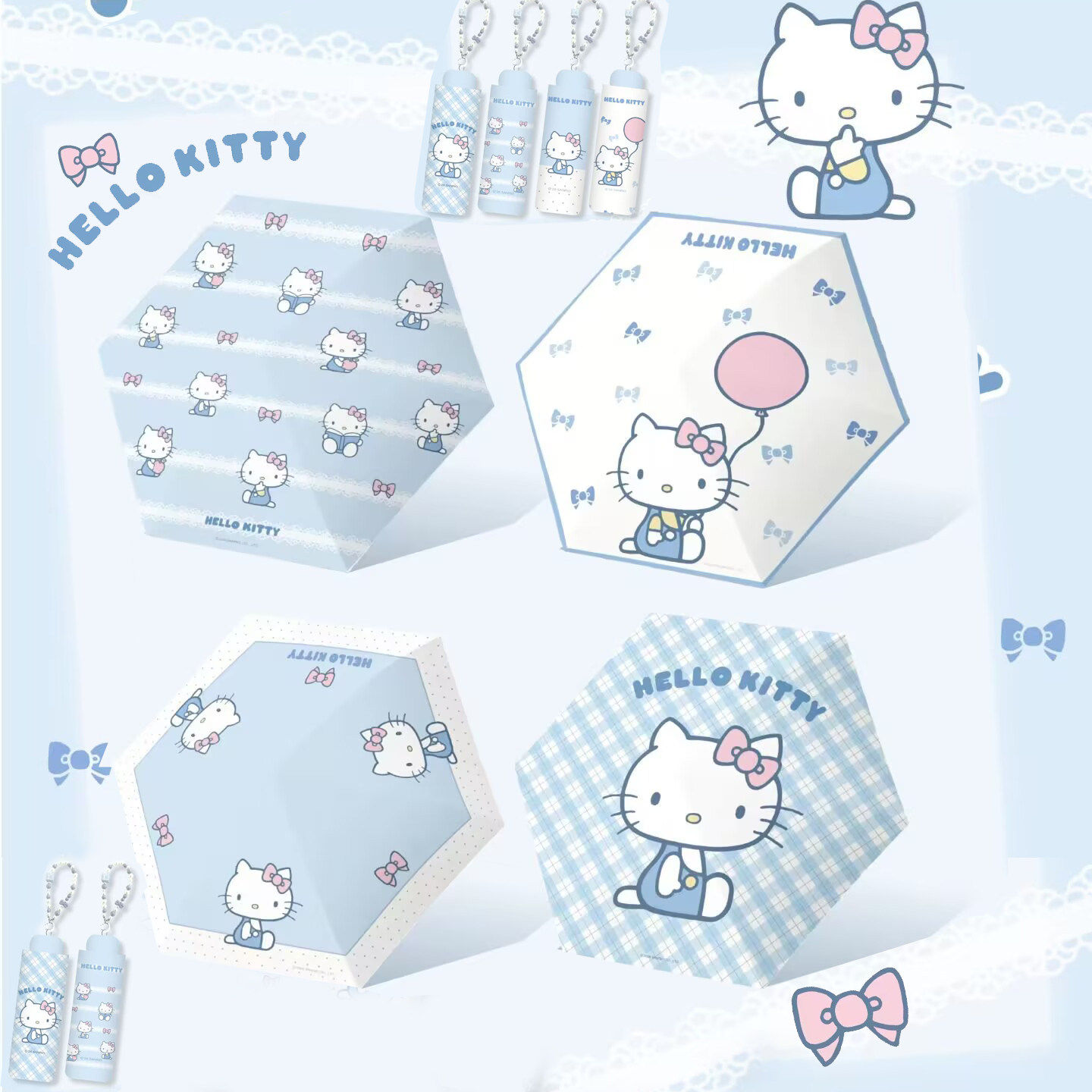 三丽鸥正版Hello Kitty凯蒂猫五折伞防晒卡通可爱便携迷你口袋伞