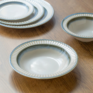 日本进口美浓烧有古窑复古陶瓷餐盘甜品盘早餐盘西餐盘咖喱意面盘