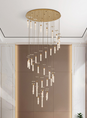 现代简约复式公寓loft挑高吊灯别墅中空旋转楼梯吊灯楼梯间长吊灯