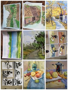 代画素描静物组合素描石膏头像水粉静物画代画成品水粉风景画成品