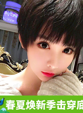 韩版帅气风黑色bobo头假发女短发