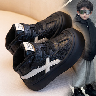 男童马丁靴2025秋冬新款儿童靴子加绒软底短靴二棉鞋真皮保暖皮靴