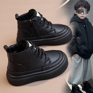 儿童马丁靴2025秋冬新款男童加绒短靴软底二棉皮靴保暖冬鞋雪地棉