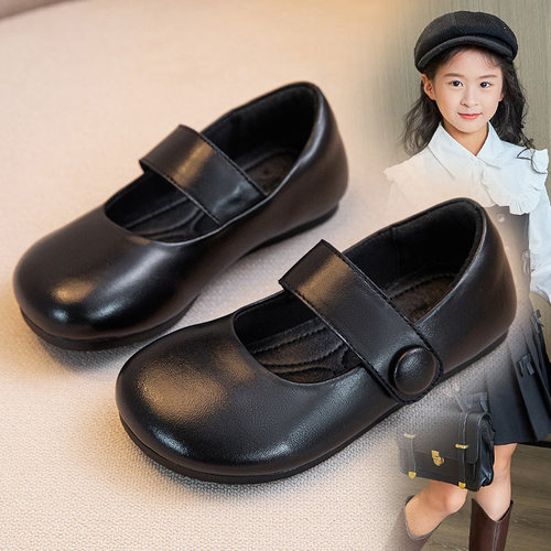 头层牛皮女童皮鞋软底公主鞋