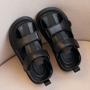 男童2026新款 黑色夏凉夏鞋 真皮男宝鞋 包头运动凉鞋 子夏季 儿童凉鞋