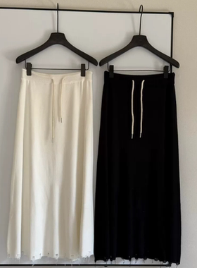 2026年春季新款韩版设计感宽松显瘦破洞松紧腰抽绳半身裙长裙女潮