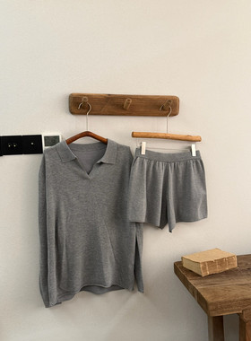 2026年春季新款韩版纯色简约宽松冰袖T恤+松紧腰百搭休闲短裤套装