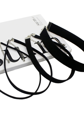 黑色锁骨链女高级感颈链简约气质皮绳项链短款choker项圈日常颈带