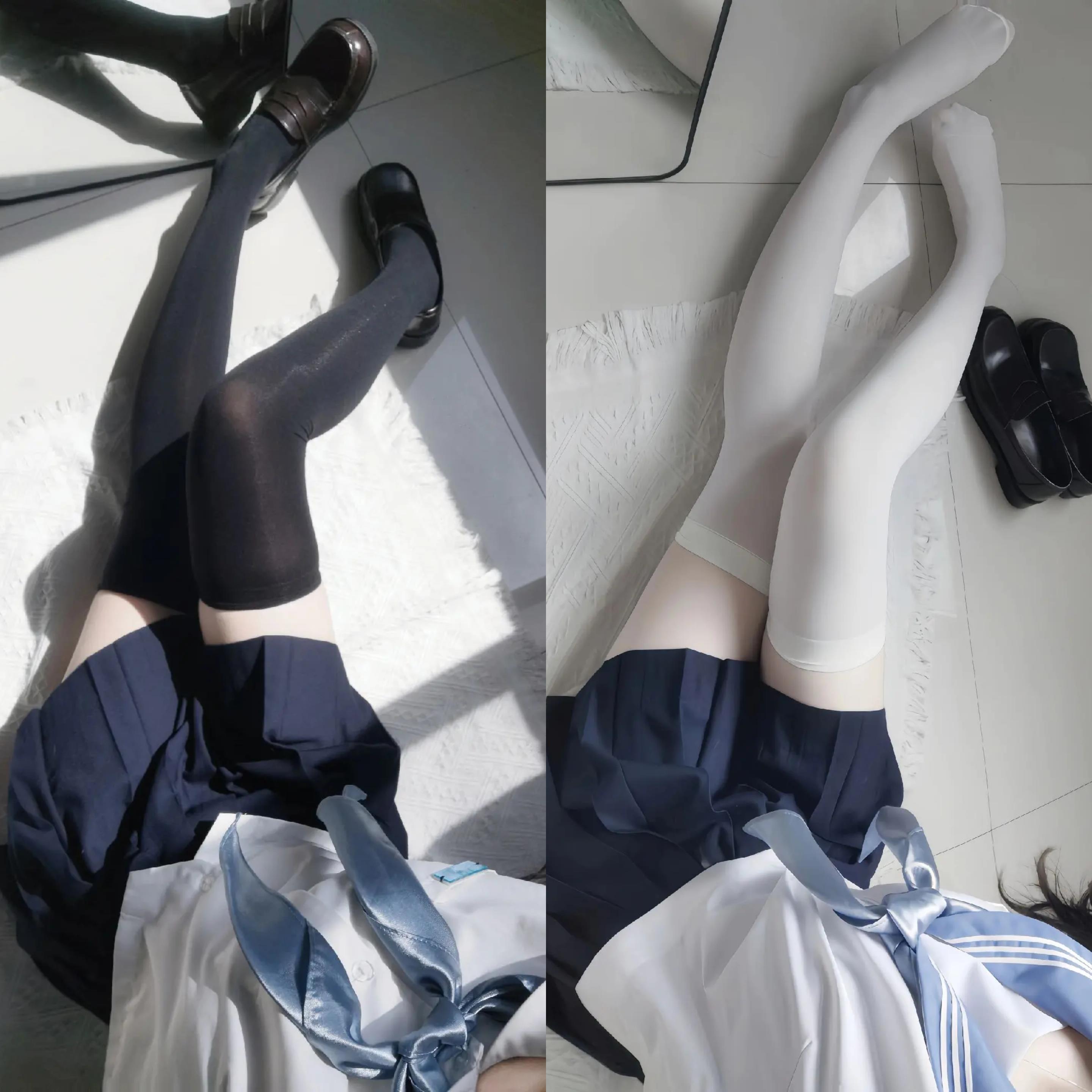 jk制服过膝袜压力显瘦不透黑长筒大腿根白色袜纯欲80D夏薄款