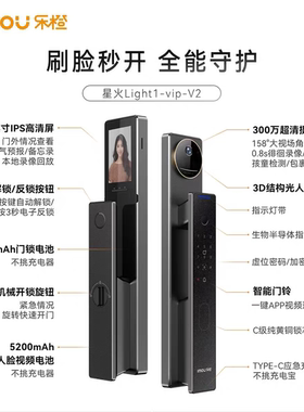 乐橙智能门锁入户门带监控指纹3D人脸猫眼可视LIGHT1-vipv2