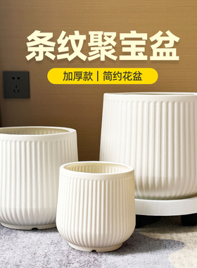 塑料花盆轻奢高级感发财树盆景虎皮兰蝴蝶兰专用室内大型绿植盆丨