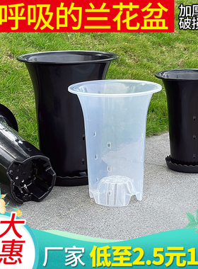 墨兰君子兰花花盆塑料加厚清仓特大号黑色透明专用土花盆厂家直销