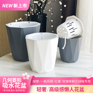 懒人花盆自动吸水家用塑料轻奢高级感水培绿萝多肉大绿箩盆栽耐用