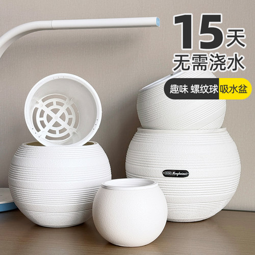 创意趣味螺纹圆球花盆