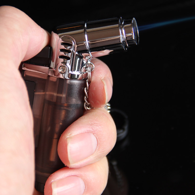 个性充气透明蓝焰雪茄直冲打火机图片