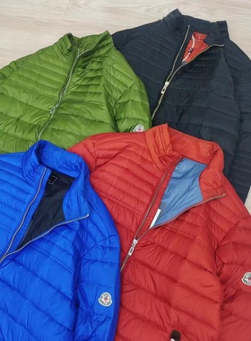 外贸原单90白鸭绒绗缝分仓可收纳轻量纯色宽松休闲立领男冬羽绒服