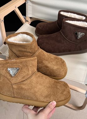 皮毛一体加绒保暖中筒雪地靴棉鞋