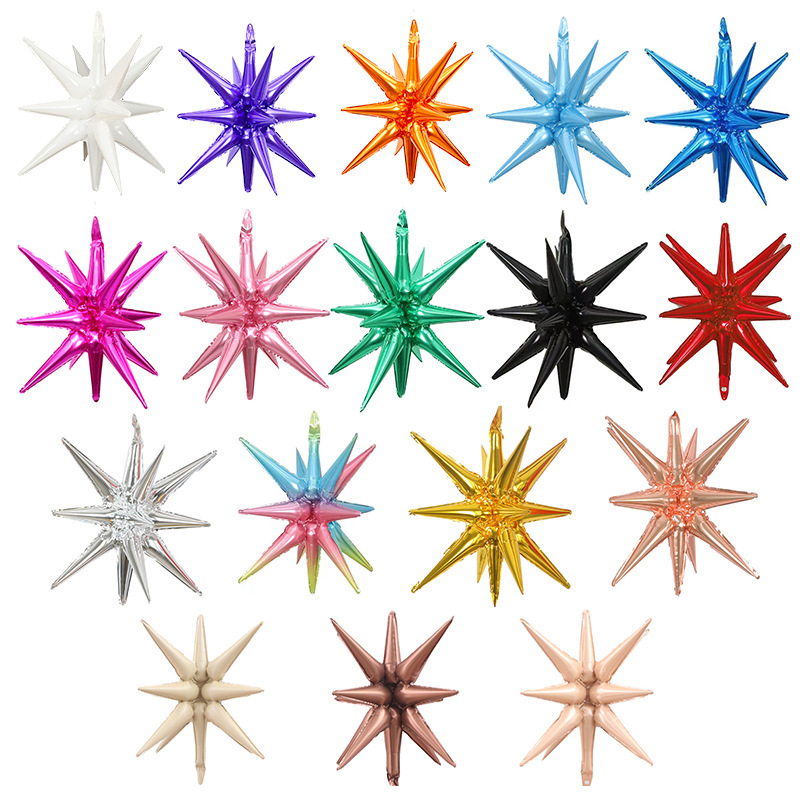 22寸水滴光芒连体爆炸星铝膜气球 生日派对结婚装饰六芒星气球