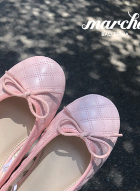 marcha芭蕾舞蝴蝶结平底圆头浅口女单鞋百搭小香风柔软时尚一脚蹬