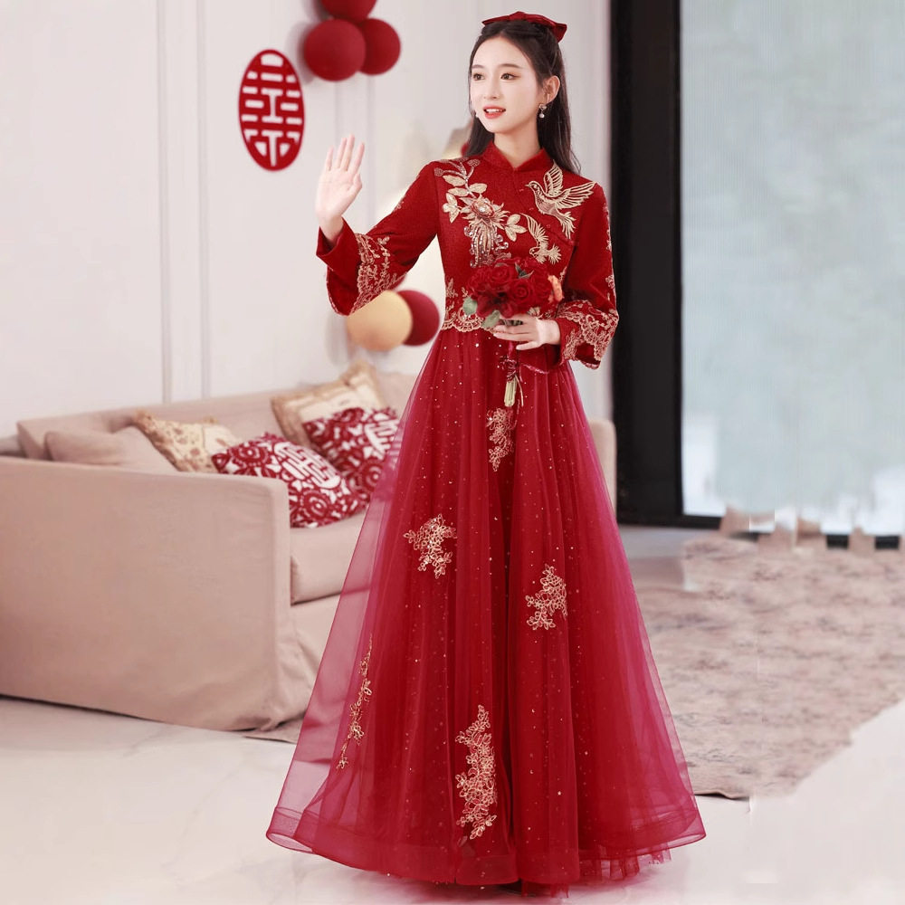 新中式敬酒服新娘2026新款夏季结婚旗袍红色礼服高级感秀禾服出阁图片